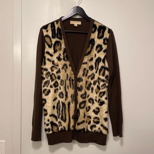 Michael Kors leopard faux fur cardigan